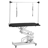 Heavy Duty 43 Inch Hydraulic Pet Dog Grooming Table Upgraded Professional Grooming Table with clamp & Noose Height Adjustable “H” Arm