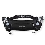 Fitletic Hydration Running Belt With Water Bottles For Men & Women – 2 Quick Flow 8oz Running Water Bottles, Patented Bounce Free Design, Water Resistant Pouch Fits All Phones – Hydra 16