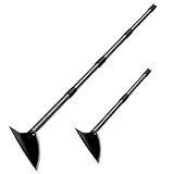 Triangle Hoe Long Handle -15 to 60 Inch Adjustable- Heavy Duty Landscaping Triangle Weeding Hoe for Gardening Weeding Digging Loosening Soil Edging Cultivating, Metal Triangular Garden Hoe