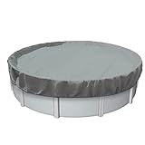 E&K 18' Pool Cover Round Winter Swimming Pool Safety Cover for Above Ground Pools (Light Grey)