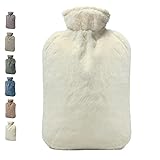 BICAREE Fuzzy Hot Water Bottle with Cover, Hot Water Bag for Pain Relief 2Liter, Eco Non Toxic