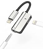 Lightning to 3.5mm iPhone Adapter for Headphone Jack AUX Charger Dongle Splitter Audio Adaptador para 2in1 Cable Compatible with 7 8 X Xr 13 12 11 Pro Apple MFI Certified Earphone Ipad Converter Cord