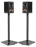 Universal Speaker Stands with Cable Management Holds Satellite & Bookshelf Speakers to 22lbs (i.e.Polk Yamaha Edifier Bose Klipsch Sony and Samsung) 33.6 Inch Surround Sound Speaker Stands - 1 Pair