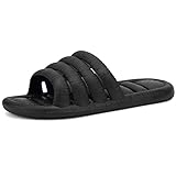 FINLEOO Men's Slide Shower Sandals Wide with Drainage Holes Quick Drying Bathroom Slippers House Shoes