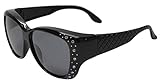 PZ - Polarized Women Sunglasses Wear to Cover Over Prescription Glasses (Black BX + Polarized Grey)