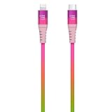 LAX Gadgets USB C to Lightning Cable - Apple MFI Certified Lightning Cable for iPhone 14/14 Plus/14 Pro/14 Pro Max, iPad, iPod - Durable Nylon Braided Fast Charging Cable - 6ft - Rainbow