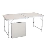 Imseigo Folding Table 6Ft Camping Table with Carry Handle Adjustable Height Aluminum Portable Picnic Table for Outdoor Indoor Party Grill BBQ Travel Dining Wedding Market Event (6Ft)
