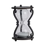 SOFFEE DESIGN Rustic 6-Minute Hourglass Sand Timer, Vintage Distressed Sand Clock, Sand Watch with White Sand, Antique Sandglass for Home Desk Kitchen Office Decor, Black