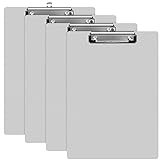 Clipboard, Metal Clipboard Aluminum Office Clipboard Low Profile Clip Standard A4 Letter Size Metal Clip Board, Size 12.5 x 9 Inch(4 Pieces)