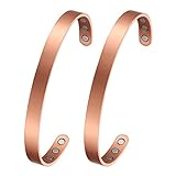 MagEnergy Copper Bracelet for Men and Women for Arthritis, 99.9% Pure Copper Magnetic Therapy Bangle with 8pcs 3500 Gauss Magnets for Joint Pain,6.8' Adjustable Jewelry Gift(2Pcs)…