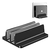 S SKSTYLE Vertical Laptop Stand Holder, Desktop Aluminum MacBook Stand with Adjustable Dock Size(2 Slots), Fits All MacBook, Surface, Chromebook and Gaming Laptops (Up to 17.3 inches), Black