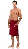 TowelSelections Men's Wrap Adjustable Cotton Velour Shower Bath Gym Body Cover Up Small/Medium Deep Claret