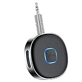 Bluetooth Aux Receiver, Portable 3.5mm Aux Car Adapter, Bluetooth 5.0 Wireless Audio Receiver for Car/Home Stereo/Wired Headphones/Speaker, 16H Battery Life
