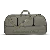 Legend Alpha Compound Bow Case - Fits MTM Ultra Compact Arrow Cases - Archery Bow Bag with Back & Shoulder Straps - With Cam Protectors, Soft Padding, & Extra Pockets 37'x16.5' Interior - Army Green
