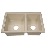 Lippert RV Double Kitchen Galley Sink - 25' x 17' x 6.6' Parchment ABS Plastic for 5th Wheel, Travel Trailer, Camper