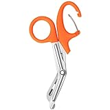 MOVOCA Trauma Shears with Carabiner - 7.5' Medical Scissors with Non-Stick Blades, Premium Quality Stainless Steel Bandage Scissors for Doctors, Nurses, Nursing Students, EMT, EMS (Orange-1 Pack)