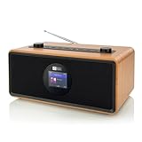 Ocean Digital WR-860 FM Wi-Fi Internet Radio with Stereo Speakers, Alarm Clock, Sleep Timer, Line Out, Aux in, Stress Relief, Relaxation and Sleep Aid, 2.4' Color