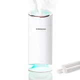 Portable Small Cool Mist Humidifiers Ultrasonic mini USB Air Humidifier for Car, Office, Desktop, Bedroom, Home with Adjustable Mist Mode Auto Shut Off & Night Light (White, 300ML)