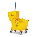 Simpli-Magic Side Press Wringer Combo Commercial Rectangular Mop Bucket on Wheels, 35-Quart, Yellow