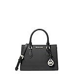 Michael Kors Sheila Small Non-Leather Vegan Satchel (Black with Gold Hardware)