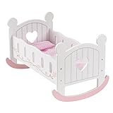 ROBUD Baby Doll Crib Wooden Doll Cradle with Bedding Doll Rocking Cradle 18inch Doll Furniture Doll Bed Fits for 18inch American Girl Dolls