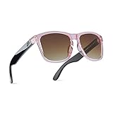 Bnus polarized sunglasses for men women shades with spring hinges Scratch Proof UV400 protection (B8071 Crystal Pink/Brown Gradient Non-Polarized, Plastic Lens)