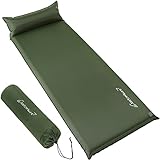 Self Inflating Sleeping Pad for Camping - 1.5/2/3 inch Camping Pad, Lightweight Inflatable Camping Mattress Pad, Insulated Foam Sleeping Mat for Backpacking, Tent, Hammock (3'/Olive/Rectangular)