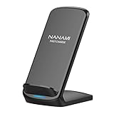 NANAMI Upgraded Fast Wireless Charger,Qi-Certified Wireless Charging Stand Compatible Samsung Galaxy S22/S21/S20/S10/S9 S8/Note 20 Ultra/10/9 & Qi Phone Charger for iPhone 14/13/12/SE/11/XR/XS/X/8