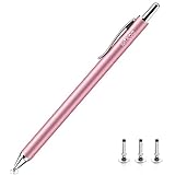 Mixoo Retractable Stylus for Touch Screens - High Sensitivity Universal Stylus Touch Screen Pen with 3 Replaceable Disc Tips for iPad iPhone and All Other Capacitive Tablets & Cell Phones (Rose Gold)