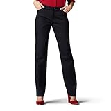 Lee Women's Wrinkle Free Relaxed Fit Straight Leg Pant, Black, 14