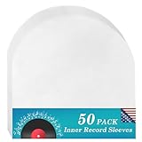KTRIO 50 Pcs Vinyl Record Inner Sleeves - 12 Inches LP Clear Vinyl Record Inner Sleeves - Anti Static Round Bottom Inner Sleeves for Vinyl Records