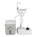 VINGLI Upgraded Portable Sink and Toilet Combo| Self-contained 5 Gal Hand Washing Station & 5.3 Gal Flushing Toilet, Perfect for Camping/RV/Boat/Road Tripper/Camper, Detachable & Lightweight