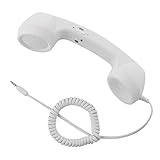 CM Vintage Retro Telephone Handset Cell Phone Receiver MIC Microphone for Cellphone Smartphone, 3.5 mm Socket (White)