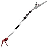 Prunrt 5.4-14.8 FT Tree Pruner Extendable 4 Sections, Telescopic Cut and Hold Trimmers Pole Saws Trimming Long Reach Pruning Shears Branch Cutter Clipper Bypass Lopper Fruit Picker