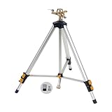 Melnor 65162AMZ Metal Pulsating Sprinkler with Tripod and QuickConnect Set Amazon Bundle, Silver