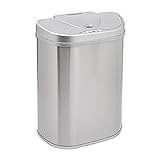 Amazon Basics Automatic Hands-Free Stainless Steel D-Shaped Trash Can, 70 Liters, 2 Bins