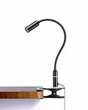 Narrow Beam Clip on Light Reading Light, Book Light for Reading in Bed Warm White 3 Brightness Levels Clip on Lamp for Desk Bedside Bed Headboard, Flexible Gooseneck Desk Clamp Lamp with AC Adapter