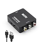 Sorthol HDMI to RCA Converter, 1080p HDMI to AV Converter Mini HDMI to 3RCA CVBs Composite Video Audio Adapter for TV/PS3/VHS/VCR/DVD/PC/Blu-Ray DVD