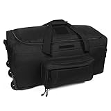 Greencity Duffel Bag Wheels Rolling Deployment Wheeled Military Suitcase Heavy-Duty Trolley Bag Tactical Large Capacity 32 Inch，Black