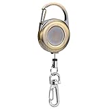 Soleebee Heavy Duty Retractable Keychain, Metal Carabiner Badge Reel Vintage Key Chain Holder Clip ID Badge Holder with Retractable Cord - Bronze