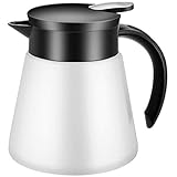 Goeielewe Thermal Coffee Carafe Tea Pot 20 Oz Stainless Steel Insulation Pot Double Wall Vacuum Insulated Coffee Water & Beverage Dispenser (White)