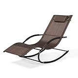 Mansion Home Lounge Chair, Outdoor Chaise Lounge with Detachable Pillow for Patio, Lawn, Pool, Outdoor Lounge Chairs, Brown