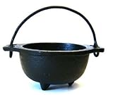 Cast Iron Cauldron w/Handle, Ideal for smudging, Incense Burning, Ritual Purpose, Decoration, Candle Holder, etc. (4' Diameter Handle to Handle, 2.5' Inside Diameter)