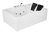 Empava 72' Acrylic Whirlpool Bathtub 2 Person Hydromassage Rectangular Water Jets Alcove Soaking SPA Double Ended Tub, Model 2020 , White