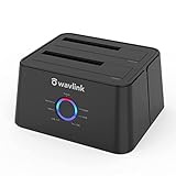 WAVLINK USB 3.0 and USB C to SATA Dual-Bay External Hard Drive Docking Station for 2.5/3.5 Inch HDD/SSD with UASP (6Gbps), Support Offline Clone/Duplicator Function [16TB X2 ]-Black