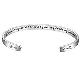 BFJLIFE Cousin Gifts for Women Inspirational Bracelets Personalized Engraved Quote Motivational Encouragement Cuff Bangles Cousins by Blood Sisters by Heart Friends by Choice