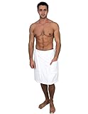 TowelSelections Men's Wrap Adjustable Cotton Terry Shower Bath Gym Cover Up with Snaps Large/XX-Large White