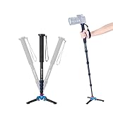 Camera Monopod, Moman MA65 Monopod with Feet Extendable Aluminum Pole with Tripod Stand Base for DSLR Camera Camcorder and Fill Light Max Load 22 Lbs, Camera-Monopod-Extendable-Portable-Aluminum