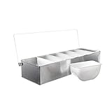 Tablecraft Condiment Dispenser, Stainless Steel with 6 Compartments | Condiment Server Organizer | Commerical Quality for Bar & Restaurant Use