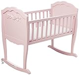 SweetPea Baby Rose Cradle in Blush, with 1' Mattress Pad, Easy to Assemble, JPMA Certified, New Zealand Pinewood Cradle, Stationary and Rocking Cradle